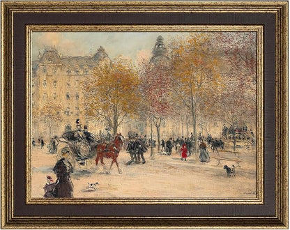 Antique French Canvas Frame for 20x24 Oil Paintings Diamond Art Prints, 1.7" Wide Vintage Gallery Wall Frame for Coffee Book Shop Dining Room Kitchen Decor, No Back & Cover (Gold Brown)