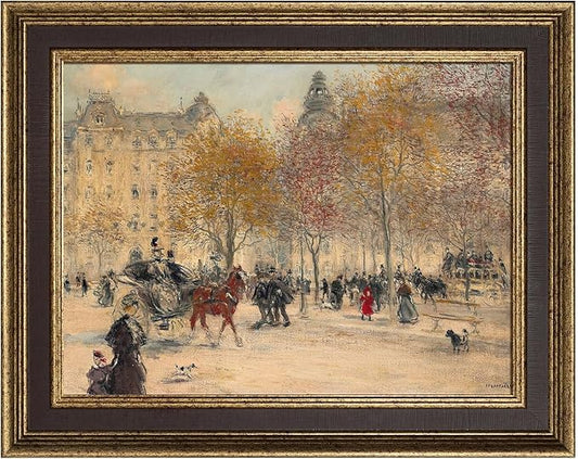Antique French Canvas Frame for 20x24 Oil Paintings Diamond Art Prints, 1.7" Wide Vintage Gallery Wall Frame for Coffee Book Shop Dining Room Kitchen Decor, No Back & Cover (Gold Brown)