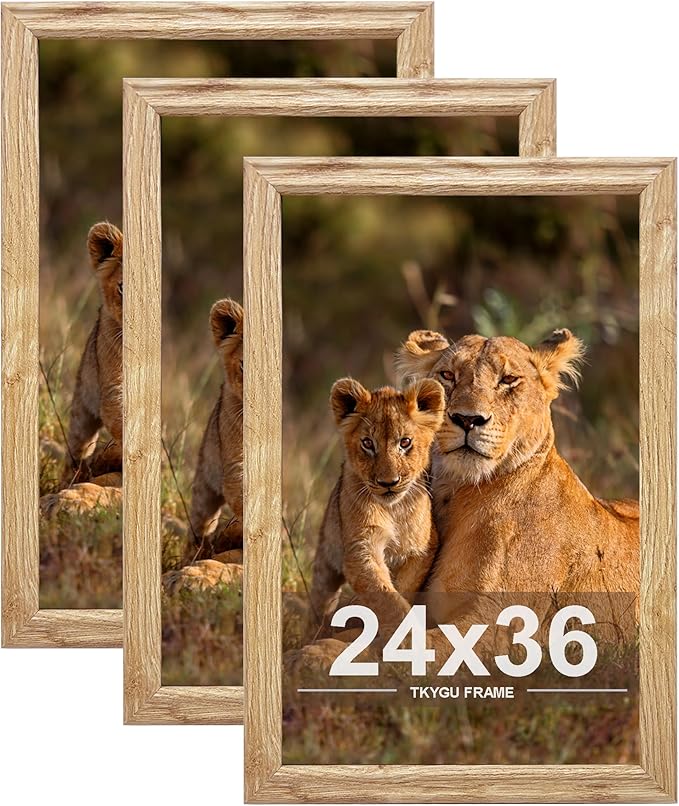 24x36 Picture Frame set of 3, Modern Style Woode Frame, Vertical & Horizontal Wall Hanging Large Studio Gallery Poster Frame for Photos, Posters - Art Prints best gift