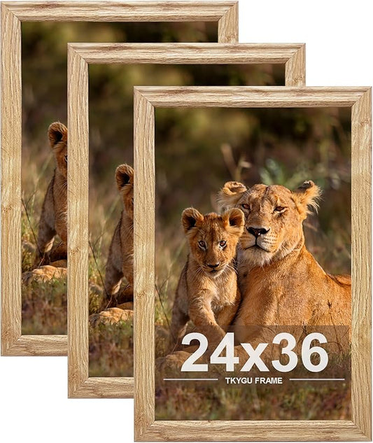 24x36 Picture Frame set of 3, Modern Style Woode Frame, Vertical & Horizontal Wall Hanging Large Studio Gallery Poster Frame for Photos, Posters - Art Prints best gift