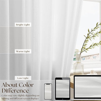 Semi Sheer Kitchen Curtains for Small Windows Light Filtering Curtains 24 inch Length Cream Boho Farmhouse Rod Pocket Cafe Drapes for Basement Bathroom Window Treatments, 25x24 Inch 2 PCS
