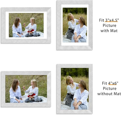 Picrit 4x6 Picture Frame Set of 12, Display 3.5x5 with Mat or 4x6 without Mat, Photo Frames for Wall Mounting or Table Top Display, Silver