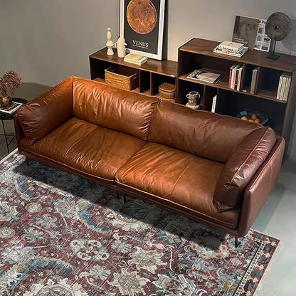 RUGSURE Washable Area Rugs - Perfect for Living Room, Bedroom, Kids Room, Nursery - Stain & Water Resistant Non-Slip, Pet & Child Friendly, Vintage Tribal Area Rugs (Rust and Bule, 9' x 12')