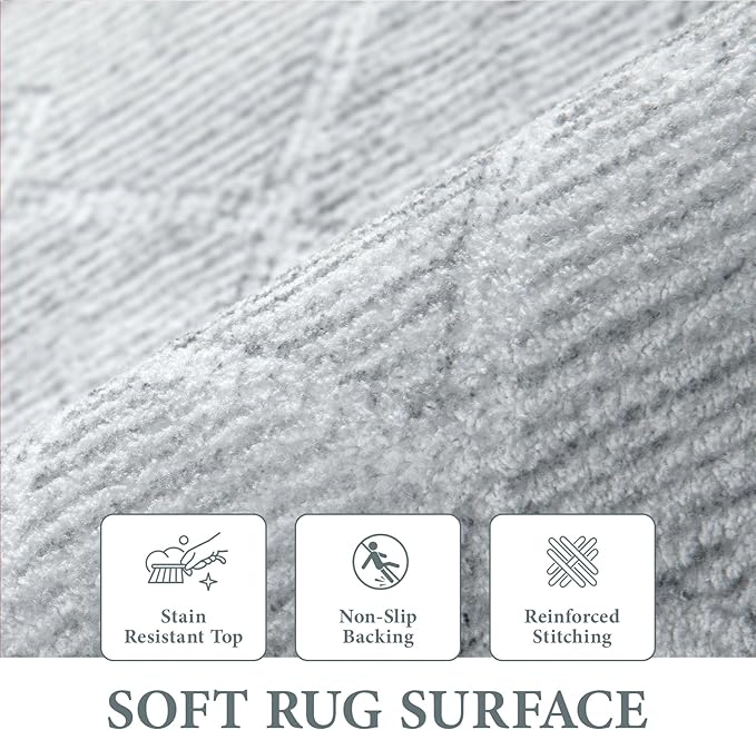 Area Rug 4x6 Geometric Rug: Washable Boho Moroccan Rugs Soft Farmhouse Rug, Modern Neutral Stain Resistant Indoor Floor Carpet for Livingroom Bedroom Dining Table Nursery(Modern Grey,4'x6')