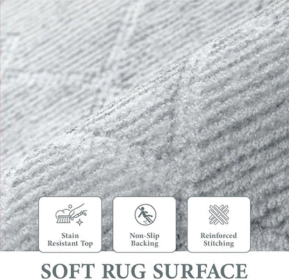 Area Rug 4x6 Geometric Rug: Washable Boho Moroccan Rugs Soft Farmhouse Rug, Modern Neutral Stain Resistant Indoor Floor Carpet for Livingroom Bedroom Dining Table Nursery(Modern Grey,4'x6')