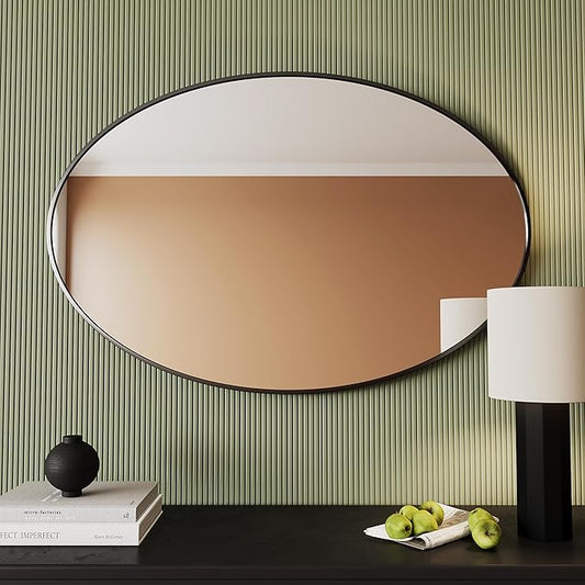AUYHM Oval Mirrors,Oval Bathroom Mirrors,24x36 Mirror Bathroom Black,espejos decorativos de pared,Bathroom Mirrors for Over Sink(Black)