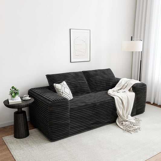 LIKIMIO 71" Cloud Loveseat Sofa in a Box, No Assembly Required Comfy Deep Seat, Modern Small Couch with Plush Fabric for Living Room, Bedroom, Apartment, Home Office, Black