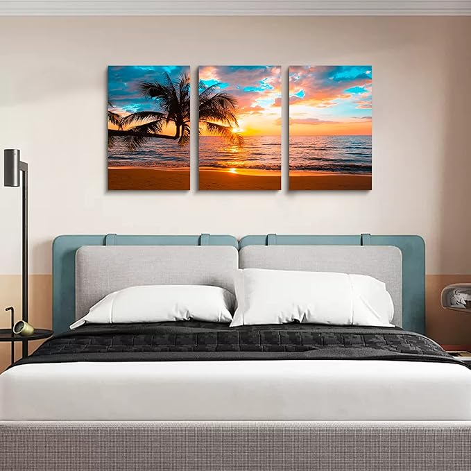 EPHANY Print Artwork Blue Ocean Sea Wall Art Art - Canvas Prints Picture Seaview Bottom View Beneath Surface Pictures Painting On Canvas Modern Seascape Home Office Decor (C-3pcs,16"x24"x3pcs)