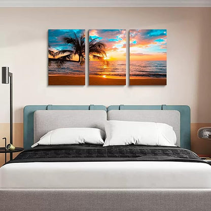 EPHANY Print Artwork Blue Ocean Sea Wall Art Art - Canvas Prints Picture Seaview Bottom View Beneath Surface Pictures Painting On Canvas Modern Seascape Home Office Decor (C-3pcs,16"x24"x3pcs)