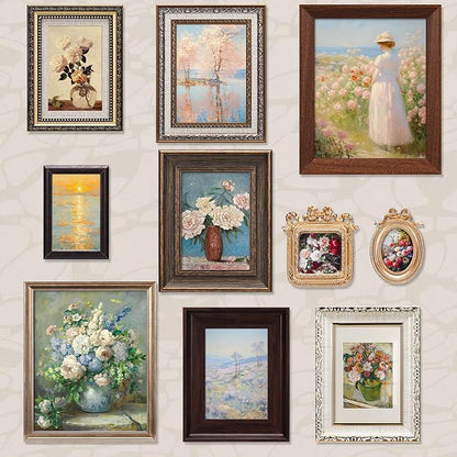 Qunclay 10 Pack Vintage Picture Frames for Wall or Tabletop Display Ornate French Country Gallery Frames Farmhouse Antique Wall Decor for Bedroom Living Room, No Photos Included(Classic Style)