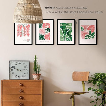 A ART·ZONE Black Picture Frames - A4-4 Pack Photo & Poster Frame Set for Wall Decor & Tabletop Display, Minimalist Black Frame Collection