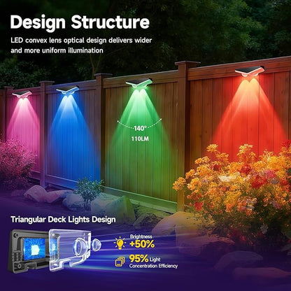 AHAWILL Fence Lights Outdoor 16 Packs,Smart RGB Fence Lighting with APP&Remote Control,IP67 Waterproof Fence Lights,DIY Scene Modes,LED Light for Fence,Patio,Yard,Garden(100ft)