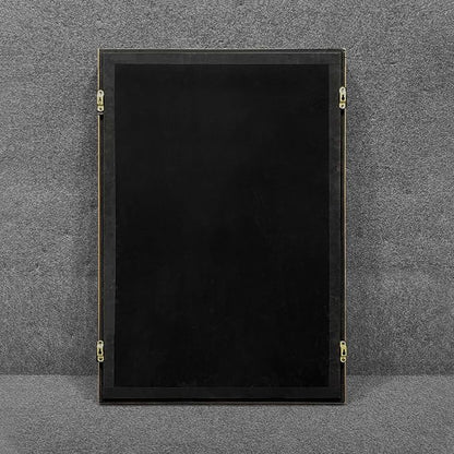 BrightA 3D Square Framed Nature Art - Gold Patina Metal Meets Circular Solid Wood Block Texture, Minimalist Contrast Wall Decor for Calming Spaces 31.5"x31.5"