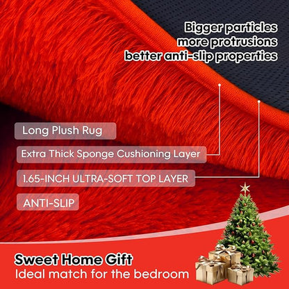 6x9 Rugs for Living Room, Rugs for Bedroom, Plush Fluffy Carpet, Non-Slip Upgrade Red Rug, Suitable for Kids Dorm Home Decor Aesthetics.