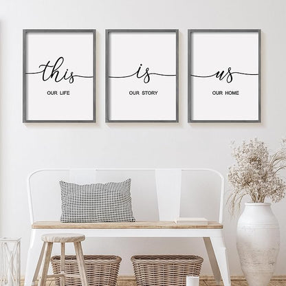 Heiple This is Us Wall Decor 11"x14" Framed Wooden Wall Sign for Home Decor Farmhouse Vintage Rustic Living Room Minimalist Family Wall Art (Gray)
