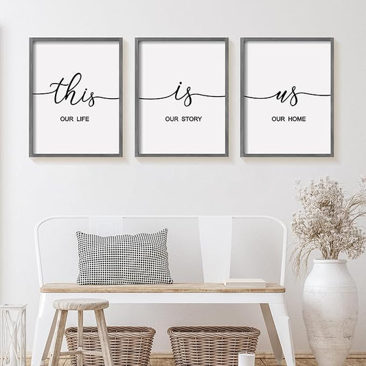 Heiple This is Us Wall Decor 11"x14" Framed Wooden Wall Sign for Home Decor Farmhouse Vintage Rustic Living Room Minimalist Family Wall Art (Gray)