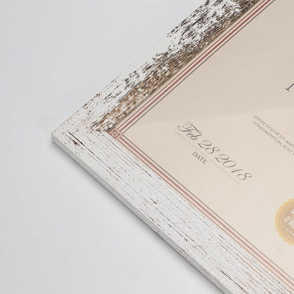 PETAFLOP 8.5x11 Picture Frame Distressed White Certificate Frames Wall Tabletop Display Horizontally or Vertically, 7 Pack