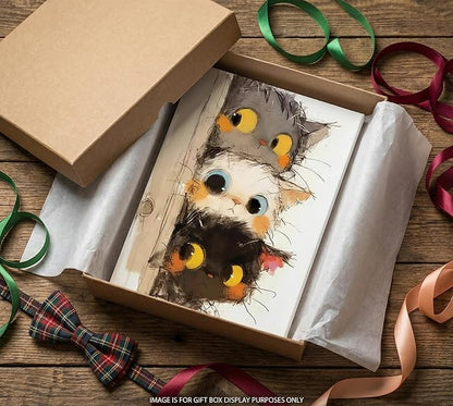 Cute Little Kitten Canvas Wall Art Funny Cartoon Cat Wall Decor Picture Three Peeping Kittens Poster Print for Kids Room Bathroom Dining Room Nursery Cat Lovers Painting Artwork Home Decoration