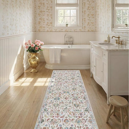 Colorful 2x6 Runner Rug for Hallways Bed Side Kitchen, Boho Washable Low-Pile Floor Entryway Long Bathroom Mat, Non-Slip Laundry Room Washstand Front Carpet 24x72 Inch