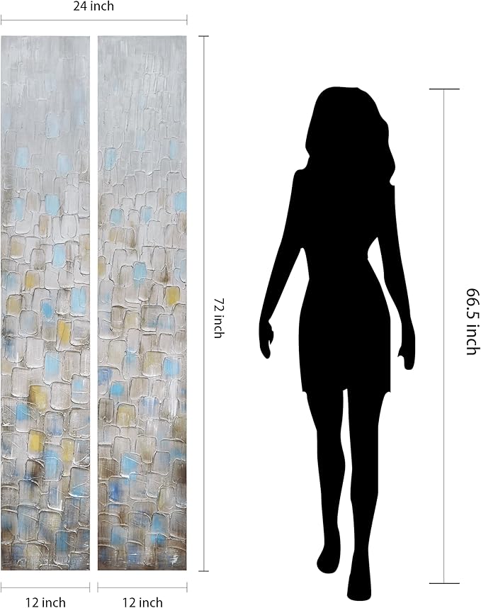 Empire Art Direct Abstract Wall Art Textured Hand Painted Canvas by Martin Edwards, Diptych, 72" x 12" each, Cosmopolitan