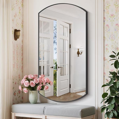COFENY Bathroom Mirror, 24x48 Inch Black Oval Wall Mounted Mirror with Thin Metal Frame, Modern Bathroom Vanity Mirrors for Over Sink, Entryway, Living Room, Bedroom