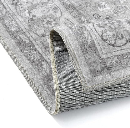 PureCozy Gray 2x3 Area Rug Entryway Washable Vintage Carpet Door Mat Small Indoor Non Slip Soft Low Pile Thin Stain Resistant Distressed Accent Throw Rug for Kitchen Bathroom Entrance Bedroom