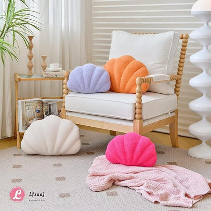Lfsaaj Seashell Throw Pillows, Shell Shaped Throw Pillows, 18 Inch Soft Home Decorative Pillow Plush Cushion for Bed Couch Living Sofa Room Decor Accent Throw Pillow (Ivory 18Inch)