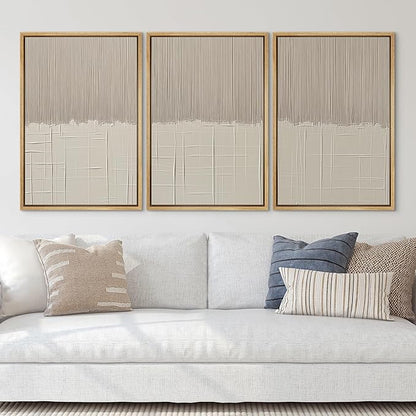 SIGNLEADER Framed Canvas Print Wall Art Set Beige Abstract Neutral Illustrations Minimal Decorative Bohemian Nordic for Living Room, Bedroom, Office - 16"x24"x3 NATURAL