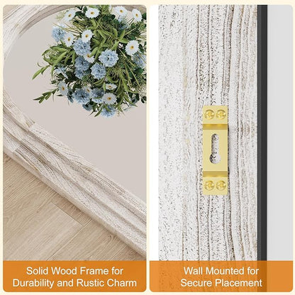 ZHUNFA External Three-Layer Arched Full Length Mirror with Solid Wood Frame,71x32 Modern Farmhouse Decor Standing Mirror Full Length,Wall Mounted,Leaning,Standing for Bedroom,Living Room,White.