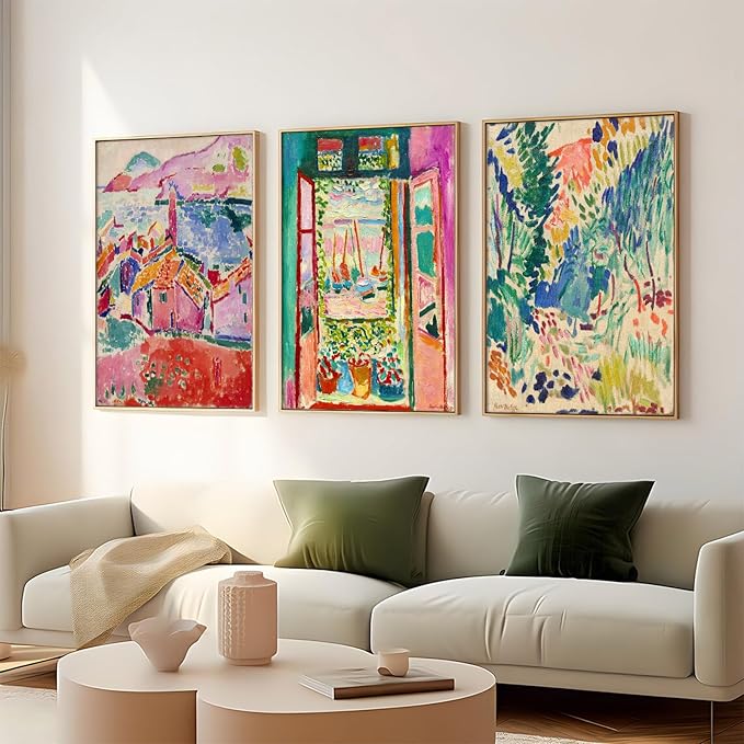 Henri Matisse Wall Art Prints Aesthetic Canvas Matisse Wall Decor Painting Colorful Matisse Wall Art Poster Boho Abstract Matisse Picture Artwork for Bedroom Living Room 16x24 Inch Unframed Set of 3