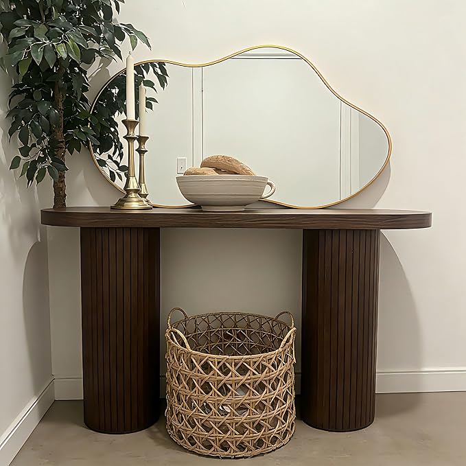 Irregular Wall Mirror 24×40 Inch Wall Mirrors Decorative Gold Modern Asymmetrical Abstract Mirror for Bathroom Bedroom Living Room Entryway Hallway