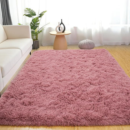Rug for Living Room Bedroom, 5x7 Area Rugs for Living Room, Ultra Soft Modern Shaggy Carpets Fuzzy Rug for Boys Girls Dorm Nursery Home Decor Aesthetic, Upgrade Non-Slip Durable, Pink