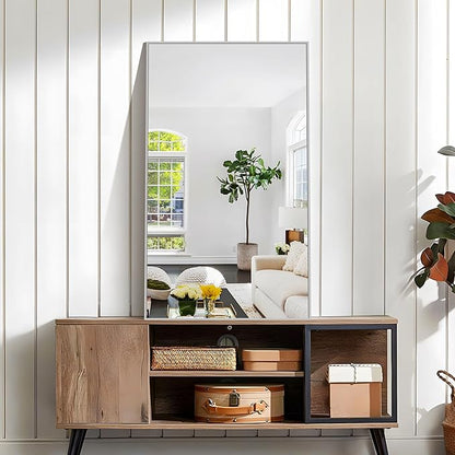 KOCUUY Silver Framed Mirror, 24"x40" Rectangle Bathroom Mirror for Wall, HD Tempered Glass, Anti-Rust Frame, Modern Design for Bathroom, Bedroom, Living Room, Entryway