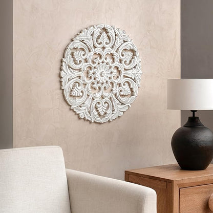 JFY Designs Wall Medallion - Wooden Wall Decor, Hand Carved & Embossed Decorative Wall Sculpture, Boho Farmhouse Wall Art, Perfect for Home, Office or any Living Space