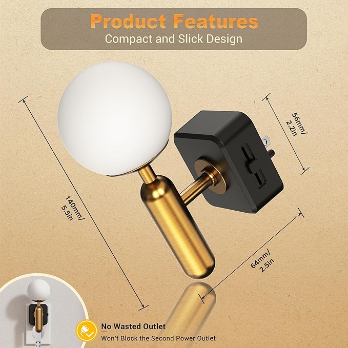 JandCase Night Light Plug in, Night Lights Plug into Wall, 3000K Soft Light LED NightLights, 0-100LM Dimmable Night Light, Built in Dusk to Dawn Sensor for Hallway Bedroom Stairway[2 Pack]