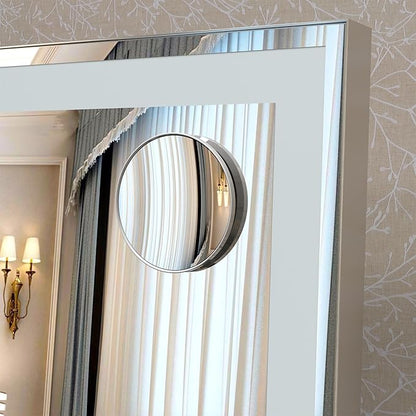 ANYHI Hollywood Makeup Mirror with Lights, Large Lighted Vanity Dressing Table Mirror, Desktop/Wall Mounted Mirror with Lights, Smart Touch Screen, with 10X Magnification, Silver (23.6''x20'')