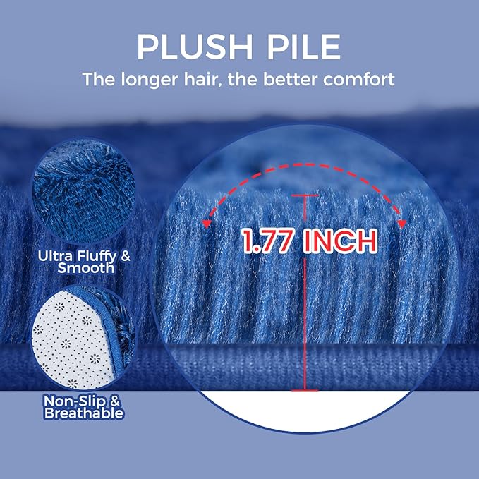 Ultra Soft Rug for Living Room, 6X9 Fluffy Shag Area Rug for Bedroom, Modern Shaggy Carpets Fuzzy Rug for Teens Dorm Nursery Home Decor Aesthetic, Upgrade Anti-Skid Durable, Blue