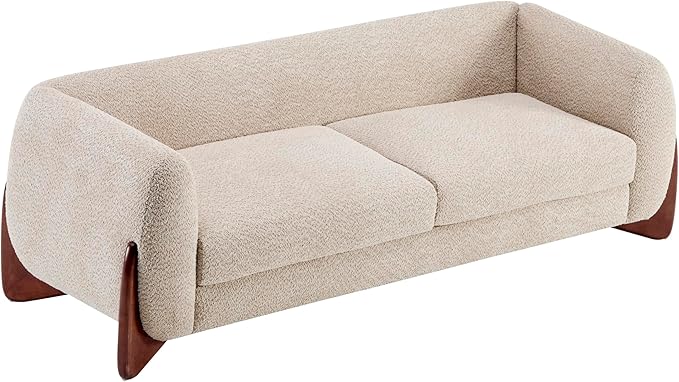 Christopher Knight Home Almab 82 Inches Sofa Couch, Cozy Boucle Upholstered 3-Seater Sofa, Wood Frame Couch, Comfy Couches for Living Room and Office, Modern Sofa, Lounge Seating, Almond