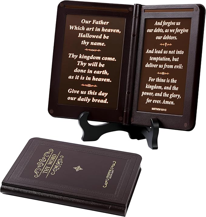 mamre Bible Verses Lamp, The New Testament Display Light - Thy Word is a lamp Unto My feet, and a Light Unto My Path. - Matthew 6:9-13 The Lord's Prayer, Gospel Gift, Bookshelf Lamp