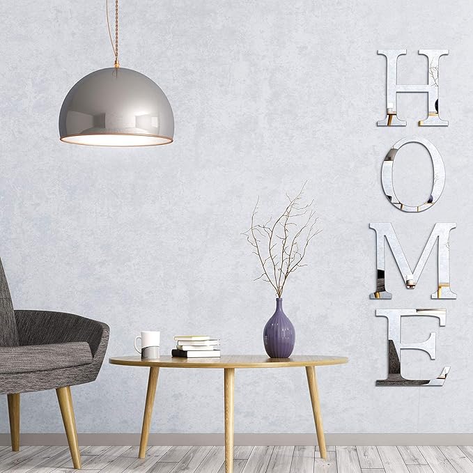 Zonon 3D Home Wall Decor Letter Sign Acrylic Mirror Wall Decor Stickers Family Farmhouse Decals for Home Room Bedroom Mirror Decoration 47x 11.8 Inch(Silver)