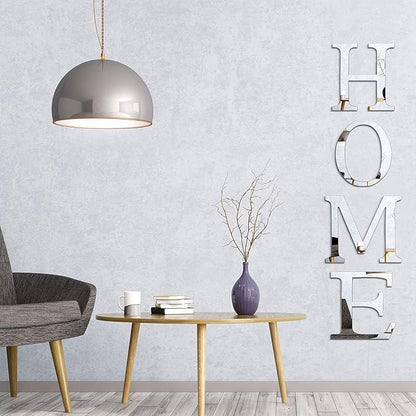 Zonon 3D Home Wall Decor Letter Sign Acrylic Mirror Wall Decor Stickers Family Farmhouse Decals for Home Room Bedroom Mirror Decoration 47x 11.8 Inch(Silver)