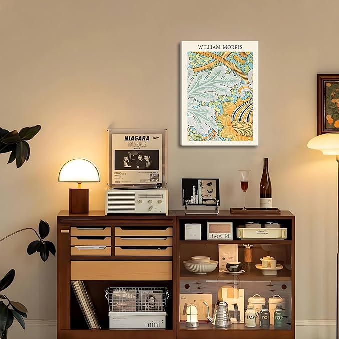 William Morris Vintage Floral Canvas Paintings - Abstract Wall Art Prints Set of 3, 12x16 in Framed, Modern Eclectic Wall Decor for Living Room, Bathroom, Bedroom, Office