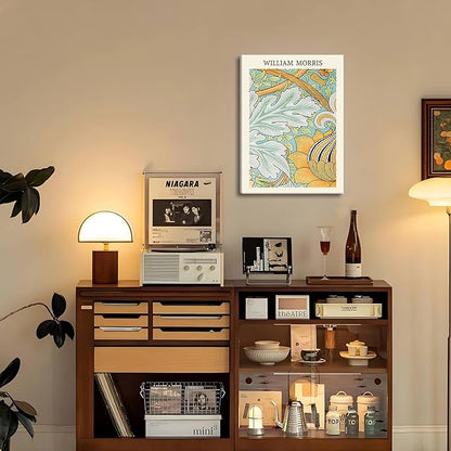 William Morris Vintage Floral Canvas Paintings - Abstract Wall Art Prints Set of 3, 12x16 in Framed, Modern Eclectic Wall Decor for Living Room, Bathroom, Bedroom, Office