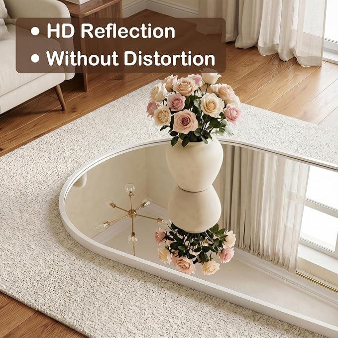 Antok Full Length Over-the-Door Hanging Mirror - Freestanding Wall Mount Leaning Body Mirror for Bedroom Living Room Entryway, 48" L x 14" W, White