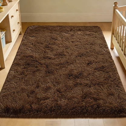 Andecor Soft Fluffy Bedroom Rugs, 6 x 9 Feet Indoor Shaggy Plush Area Rug for Boys Girls Kids Baby College Dorm Living Room Home Decor Floor Carpet, Coffee