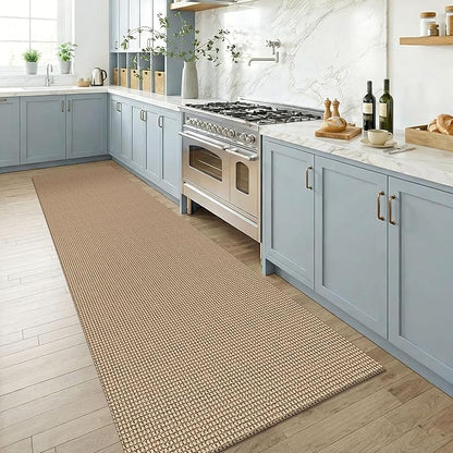 KOZYFLY Runners for Hallways 3x8 ft Washable Kitchen Runner Non Slip Rubber Backed Hall Runners Cotton Entryway Runner Rugs for Indoor Backdoor Bedroom Kitchen, Orange Beige/Tan/Brown