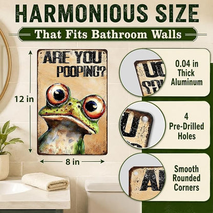 Are You Pooping Frog Sign Funny Bathroom Decor Metal Wall Art For Toilet Restroom Washroom 8x12 Inch