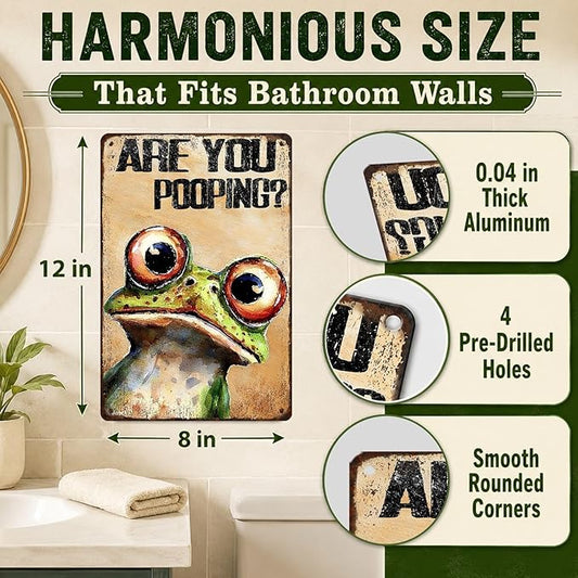 Are You Pooping Frog Sign Funny Bathroom Decor Metal Wall Art For Toilet Restroom Washroom 8x12 Inch