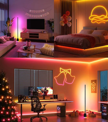 1PCS Corner Floor Lamp,Smart RGB LED Corner Lamp with App and Remote Control,16 Million Colors & 68+ Scene,Music Sync,Timer Setting,Ideal Standing Lamp for Living Rooms,Bedrooms,Gaming Rooms