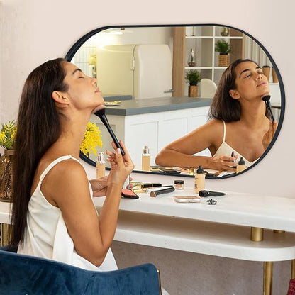 Oval Bathroom Mirror, 24x36 Inch Black Oval Wall Mirror with Metal Deep Frame, Mirrors for Wall Decor, Vanity, Entryway, Living Room, Horizontally/Vertically